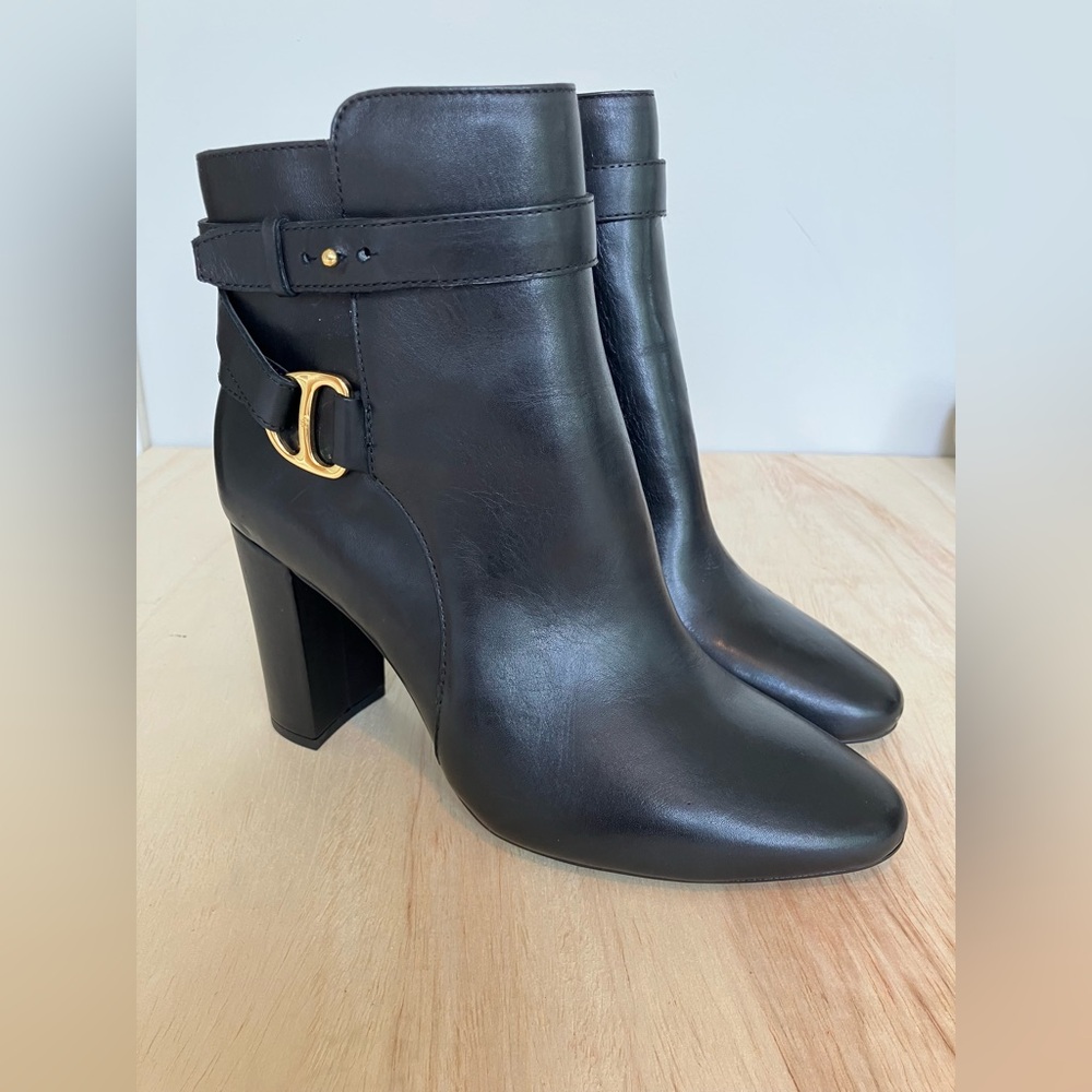 Ralph Lauren Boots Women's Black Leather Ankle Booties Size 8.5